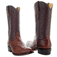 Soto Boots Men's Gator Tail Print Cowboy Boots H7006 (Cognac, 11)