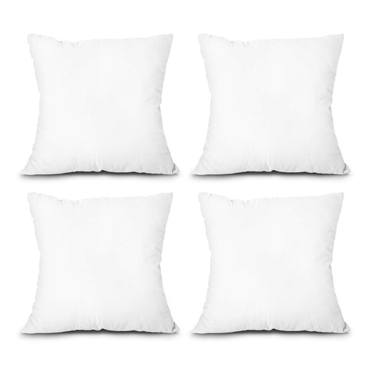 EDOW Throw Pillow Inserts, Set of 4 Lightweight Down Alternative Polyester Pillow, Couch Cushion, Sham Stuffer, Machine Washable. (White, 18x18)