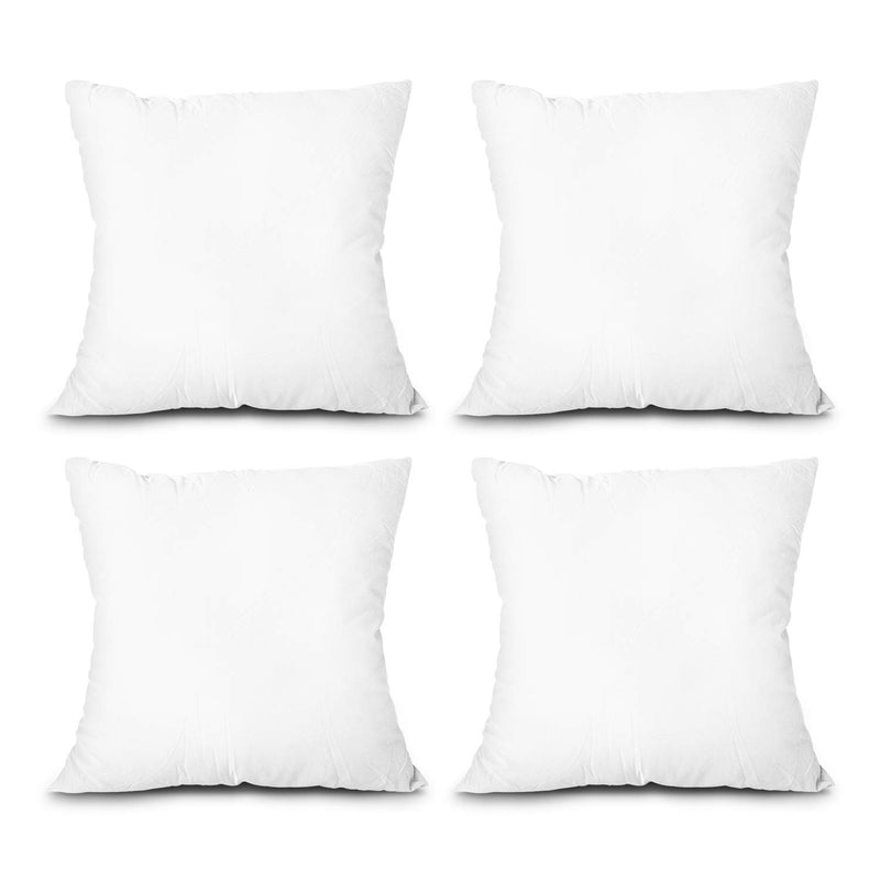 EDOW Throw Pillow Inserts, Set of 4 Lightweight Down Alternative Polyester Pillow, Couch Cushion, Sham Stuffer, Machine Washable. (White, 18x18)