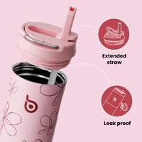 BOTTLE BOTTLE Insulated Water Bottle 24oz with Straw Lid and Handle for Sports Travel Gym Stainless Steel Water Bottles Double-Wall Vacuum Metal Leak Proof BPA-Free (Flower Frenzy)