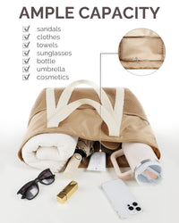 HOMESPON Mesh Beach Bag Sandproof Water Resistant Tote Zipper Pool Bag