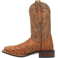 Dan Post Mens Alamosa Embroidered Ostrich Pull On Square Toe Dress Boots Mid Calf - Brown - Size 10.5 D