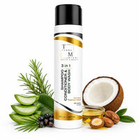 TEMBA MIAMI 3 in 1 SHAMPOO/CONDITIONER/BODY WASH, with ALOE VERA, ARGAN & COCONUT OIL, ROSEMARY EXTRACT, CAMELLIA Leaf Extract, 10 FL oz.