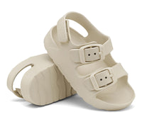 ChayChax Toddler Boys Girls Double Buckle Sandals Children's Adjustable Back Strap Water Sandal, Beige, 6 Toddler