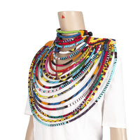 BAZINRICHE Women's Necklaces Ankara Kente Necklace Long Multi Strand African Wax Collar