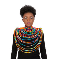 BAZINRICHE Women's Necklaces Ankara Kente Necklace Long Multi Strand African Wax Collar