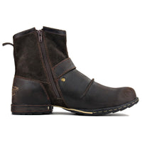 OSSTONE Moto Boots for Men Fashion Zipper-up Leather Chukka Boots Casual Shoes 5008-1-D-11 Brown