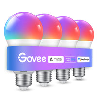 Govee Smart Light Bulbs, Color Changing Light Bulb, Work with Alexa and Google Assistant, 16 Million Colors RGBWW, WiFi & Bluetooth LED Light Bulbs, Music Sync, A19, 800 Lumens, 4 Pack