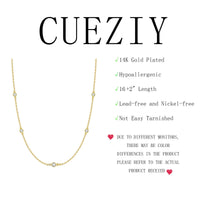 CUEZIY Dainty 14K Gold Plated Necklaces for Women Station Choker Cubic Zirconia Simulated Necklace Simple Cute Layering CZ Necklace Trendy Simple Jewelry Gifts