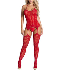 Buitifo Womens Fishnet Bodystocking Plus Size Bodysuit Sexy Tights Soft Nightwear Lingerie (Black TGBR,M)