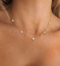 CUEZIY Dainty 14K Gold Plated Necklaces for Women Station Choker Cubic Zirconia Simulated Necklace Simple Cute Layering CZ Necklace Trendy Simple Jewelry Gifts