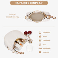 JQWSVE Small Top Handle Bags for Women Mini Purses Cute Ladies Handbags Crescent Mini Crossbody Bags with Cherry (A02 White)