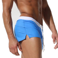 TONLEN Mens Swimwear Short Swim Trunks with Zipper Pockets Blue 2 L