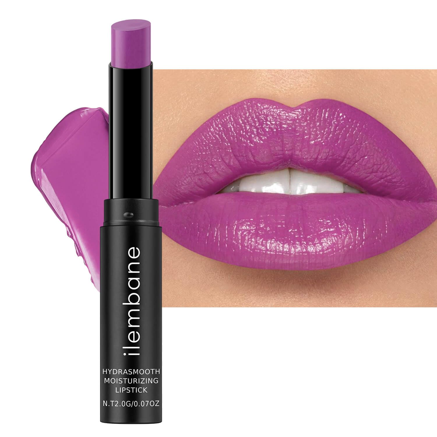 ilembane Light Purple Hydrating Lipstick, Glossy Tinted Lip Balm - Lilac