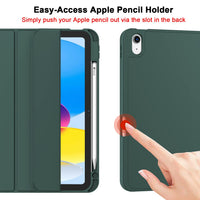 ZryXal iPad (A16) Case/iPad 10th Generation Case [11-Inch 2025/10.9 Inch 2022] with Pencil Holder, Smart Cover with Soft TPU Back [Support Auto Wake/Sleep] (New Midnight Green)