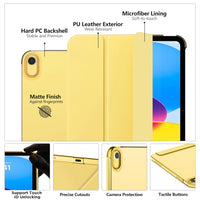 MoKo for iPad (A16) 11th Generation Case 11 Inch 2025, iPad 10th Generation Case 10.9 Inch 2022, Slim Stand Hard PC Translucent Back Shell Smart Cover, Support Touch ID, Auto Wake/Sleep,Light Yellow