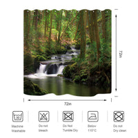 ZXMBF Nature Shower Curtain Flowing Stream Forest Waterfall Natural Landscape Green Trees Jungle Mossy Rocks Themed Scenery Waterproof Fabric Bathroom Decor 72x72 Inch Plastic Hooks 12PCS
