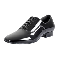 Linodes Men's Latin Dance Shoes 1 Inch Leather Sole Ballroom Salsa Tango Waltz Character Shoe-Black Patent-8.5M