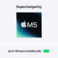 Apple 2026 MacBook Air 13-inch Laptop with M5 chip: Built for AI, 13.6-inch Liquid Retina Display, 16GB Unified Memory, 512GB SSD, 12MP Center Stage Camera, Touch ID, Wi-Fi 7; Midnight