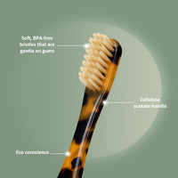 Isshah Plant-Based Cellulose Acetate Toothbrushes - 8 Pack - Tortoise