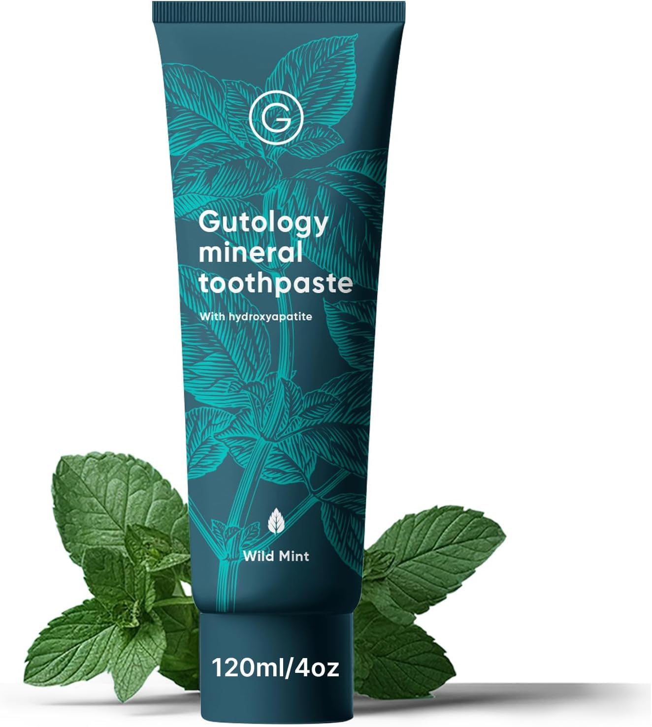 Gutology Natural Probiotic Hydroxyapatite Toothpaste 5.5 Fl Oz Fluroide Free Toothpaste Remineralising Suitable for Adults & Children Helps Sensitive Teeth and Whitening Wild Mint Flavour
