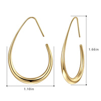 Lightweight Teardrop Hoop Earrings for Women - 14k Gold/White Gold Plated Large Oval Pull Through Hoop Earrings High Polished Statement Jewelry Gift for Women(gold 30 * 18)