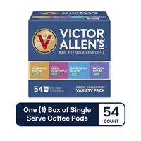 Victor Allen's Coffee Decaf Coffee Variety Pack (Decaf Donut Shop Blend, Morning Blend, French Roast, 100% Colombian), 54 Count, Single Serve Coffee Pods for Keurig K-Cup Brewers