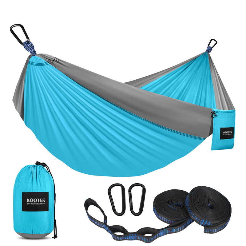 Kootek Camping Hammock 400 lbs Capacity, Portable Hammocks with Tree Straps & Attached Carry Bag, Camping Essentials Gear, Perfect for Outside Indoor Hiking Beach Backpack Travel