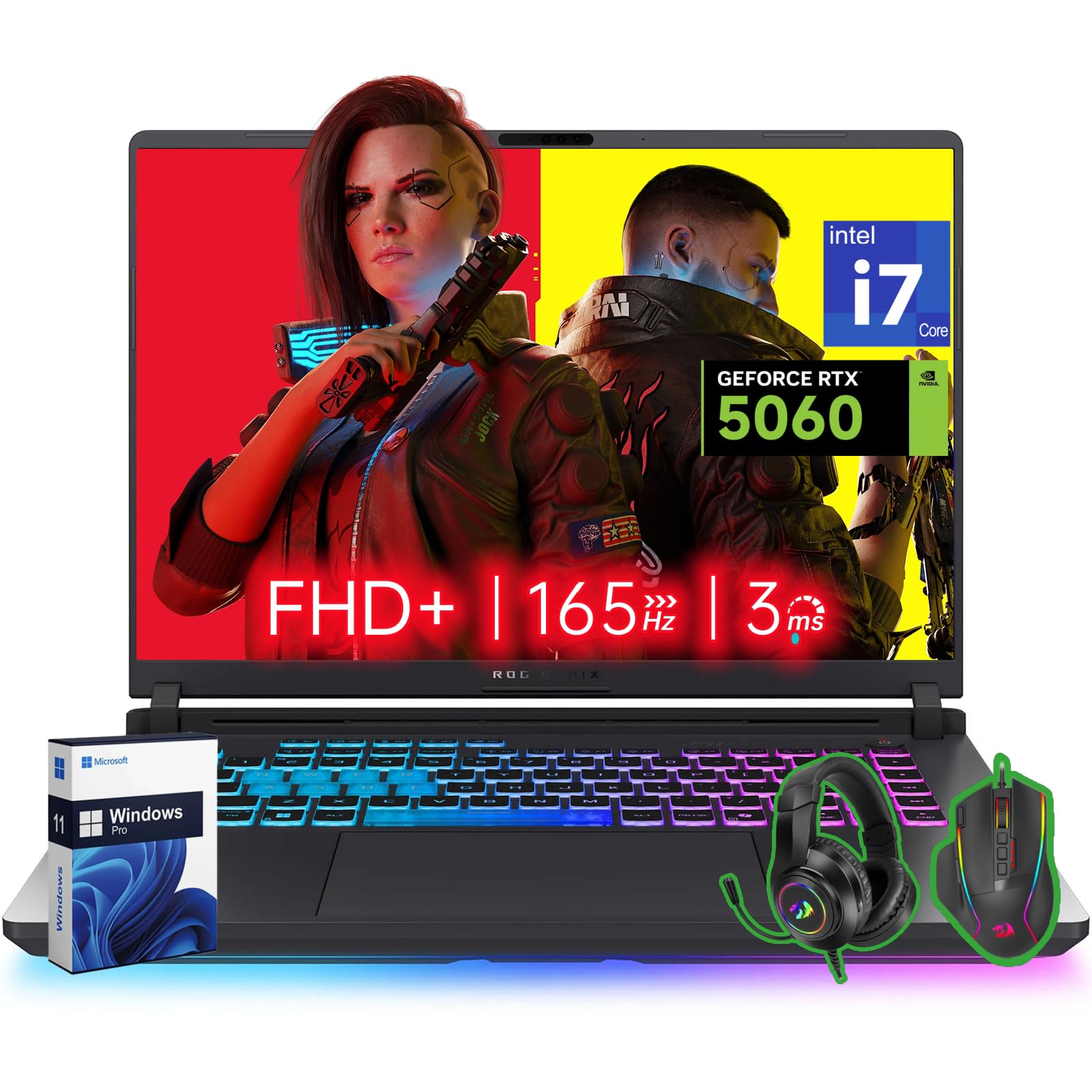 ASUS ROG Strix G16 Gaming Laptop 2025, Intel Core i7 Processor 14650HX, NVIDIA GeForce RTX 5060 GPU, 16" FHD+ 165Hz/3ms Nebula Display, 32 GB DDR5, 2 TB Gen 4 SSD, Wi-Fi 7, Windows 11 Pro, Accessories