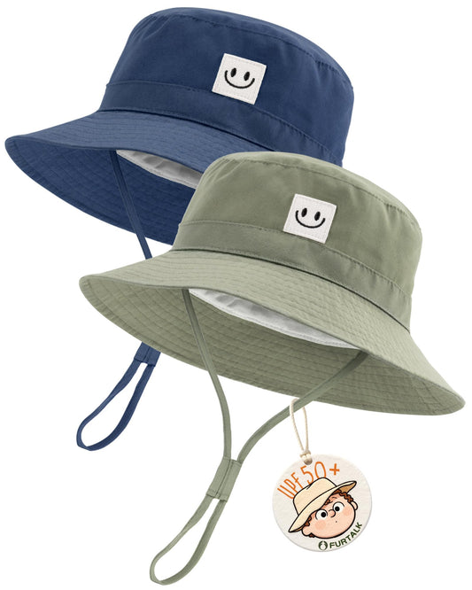 FURTALK Baby Sun Hat Smile Face Toddler Bucket Hat UPF 50+ Boys Girls 0-5Y