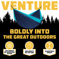 Wise Owl Outfitters Hammock for Camping Double Hammocks Gear for The Outdoors Backpacking Survival or Travel - Portable Lightweight Parachute Nylon DO Navy & Lt Blue