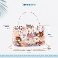 Lanpet Women Clutches Flower Evening Handbag Chain Strap Shoulder Bag