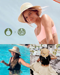 FURTALK Womens Beach Sun Straw Hat UV UPF 80+ Travel Foldable Brim Summer UV Hat