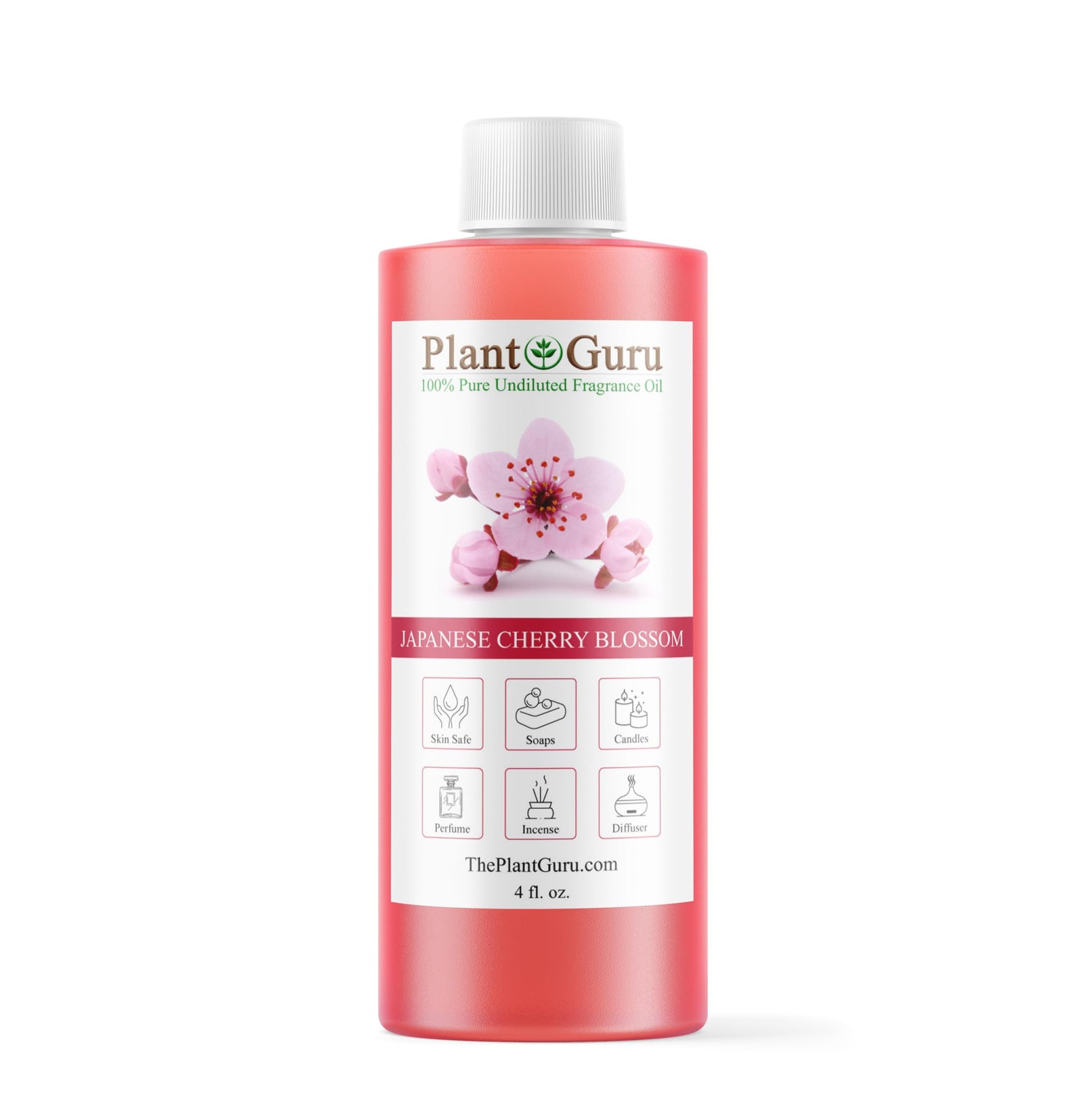 Japanese Cherry Blossom Fragrance Oil 4 fl. oz. Scented Oil for DIY Soap Making, Candles, Bath Bombs, Body Butters. Used in Aromatherapy Diffusers, Burners and Warmers. Add to Lotions and Creams.