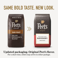 Peet's Coffee, Dark Roast Whole Bean Coffee, 100% Arabica Coffee - Major Dickason's Blend 18 Ounce Bag