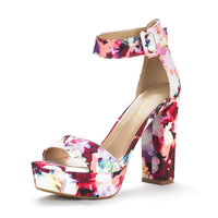 DREAM PAIRS Womens HI-LO High Heel Platform Pump Sandal Orinthia,Size 7,Floral,HI-LO