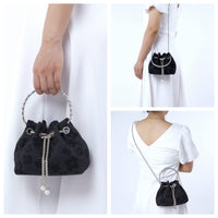 Ayliss Women Evening Handbag Mini Clutch Rhinestone Pouch Crossbody Handbag Purse Top Handle Floral Shoulder Bag Prom (Mini,Black)