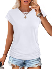 Summer Tops for Women 2026 Short Sleeve Shirts Trendy Spring Tops Work Business Casual Outfits Vacation Beach Clothes Maternity Fashion Clothing White L