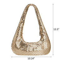 Afashor Womens Metallic Evening Bag Cute Hobo Handbag Fashion Shiny Moon-shaped Shoulder Purse Golden