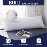 DOWNCOOL Large Body Pillow Insert- Breathable Full Body Pillow for Side Sleeper - Soft Long Bed Pillow for Adults - 20 x 54 inch (White)