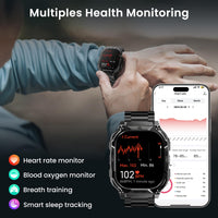 AMAZTIM Smart Watch with GPS – Rugged Outdoor Fitness Watch, 170+ Sports Modes, 5 ATM & IP69K, 15 Days Battery, 1.96" AMOLED, Bluetooth Call, for Android & iOS (Includes Silicone & Steel Bands)
