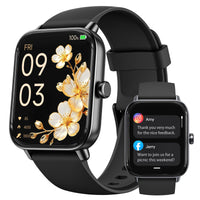 Smart Watch for Men,1.85 inch AMOLED Touchscreen for Android & iPhone Alexa Built-in Bluetooth Calls,Fitness Watch 110+ Sport Modes Heart Rate/Sp02/Sleep/Calories Monitor IP68 Waterproof(Black, 1.85)