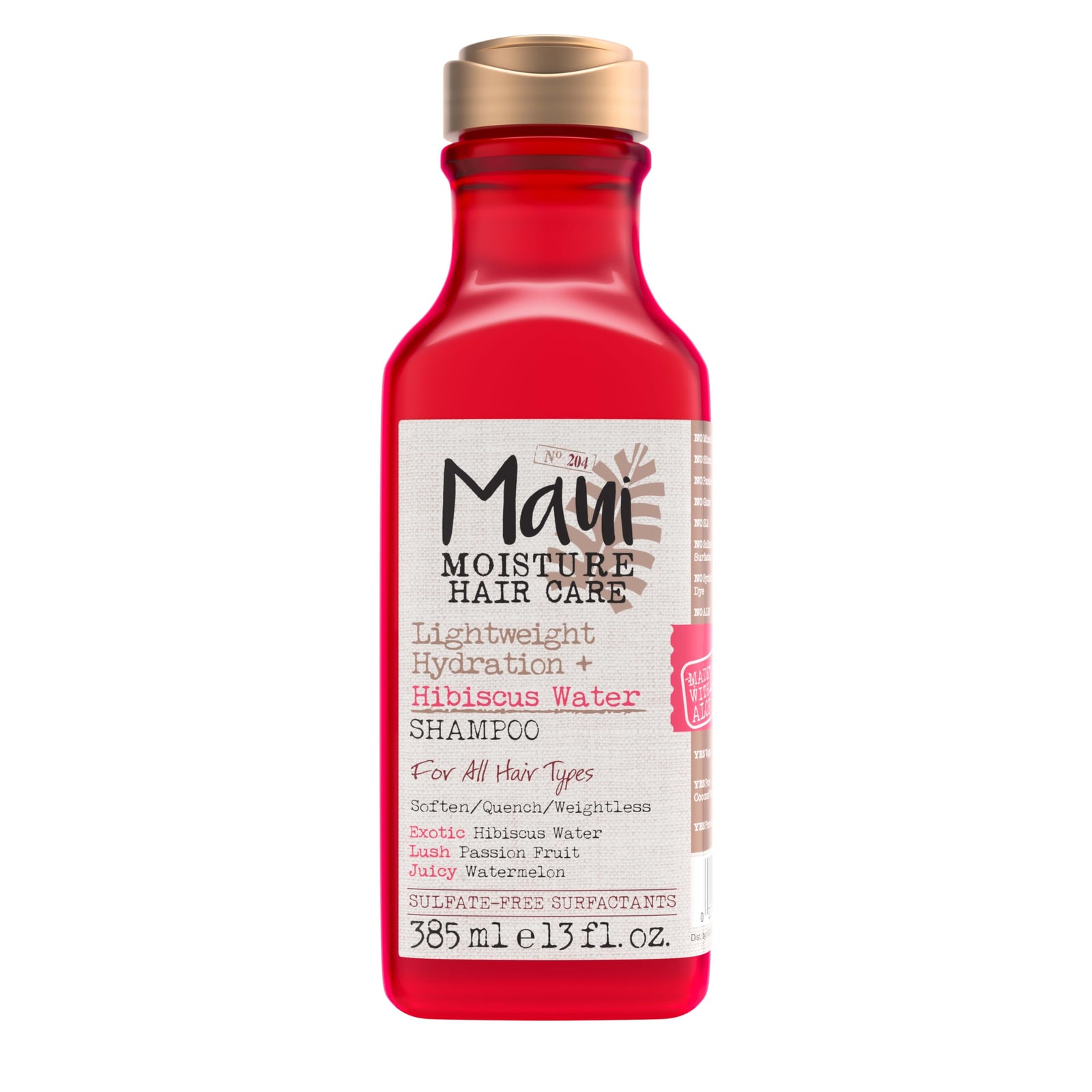 Maui Moisture Lightweight Hydration + Hibiscus Water Shampoo, Moisturizing Aloe Vera Shampoo Softens Curly Hair, Vegan & Sulfate-Free Surfactants, 13 Fl Oz