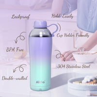 Allcho Allcho Insulated Water Bottle for Women, 18oz Stainless Steel Leak Proof Tumbler with 2 Lids, BPA-Free Tritan Chug & Straw Lid, Double Wall Vacuum Flask