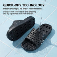 clootess Shower Shoes Slide for Men and Women Holes Bath Slipper Bathroom Sandal Pool Gym College Dorm Non-Slip Black 44.45