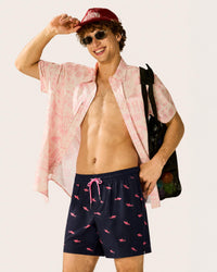 Maamgic Swim Trunks Men 2 in 1 Bathing Suit, Quick Dry Men Swimming Trunks with Zipper Pockets, 7 Inch