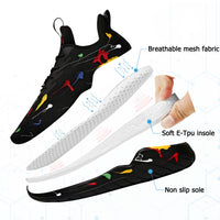 Soulsfeng Mens Running Shoes Lightweight Breathable Fashion Stylish Sports Workout Gym Tennis Walking Black Sneakers for Men Size 12 US