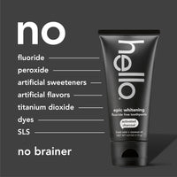 hello Epic Whitening Charcoal Fluoride Free Toothpaste, Activated Charcoal Toothpaste with Coconut Oil, Whitens Teeth Naturally, SLS Free, Fresh Mint, 3 Pack, 4.0 Oz Tubes