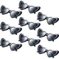 Frienda 9 Pairs Heart Shaped Sunglasses Cat Eye Shaped Sunglass for Women Bridesmaid Bachelorette Wedding Party Favor(Black Grey)