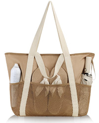 HOMESPON Mesh Beach Bag Sandproof Water Resistant Tote Zipper Pool Bag